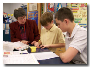 Sister Jean Schneider teaches students